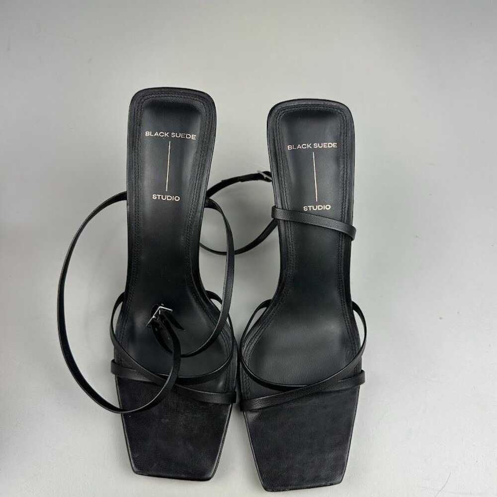 BLACK SUEDE STUDIO Gemma Heel Sandal in Black Nappa - Picture 2 of 7